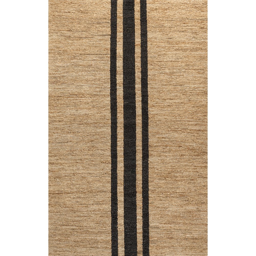 Olivier Rustic Beach House Wide Ticking Stripe Jute Area Rug. Picture 3