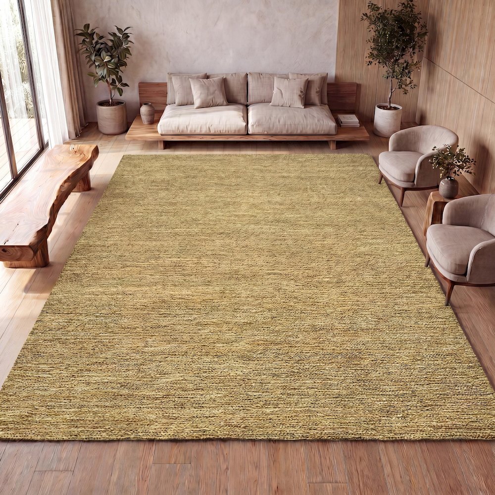 Griffin Rustic Farmhouse Woven Jute Solid Natural 5 ft. x 8 ft. Area Rug. Picture 9