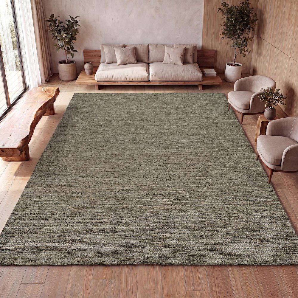 Griffin Rustic Farmhouse Woven Jute Solid Gray 5 ft. x 8 ft. Area Rug. Picture 8