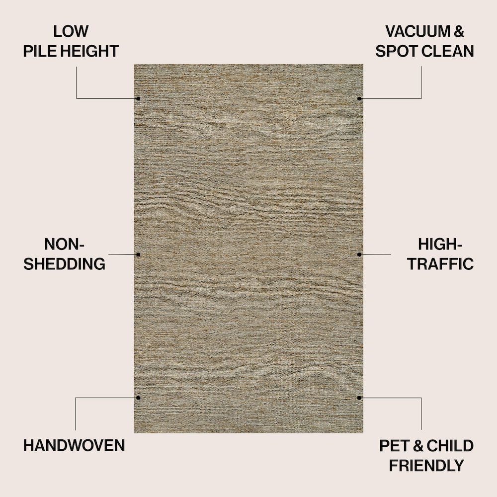Griffin Rustic Farmhouse Woven Jute Solid Gray 2 ft. x 8 ft. Runner Rug. Picture 3