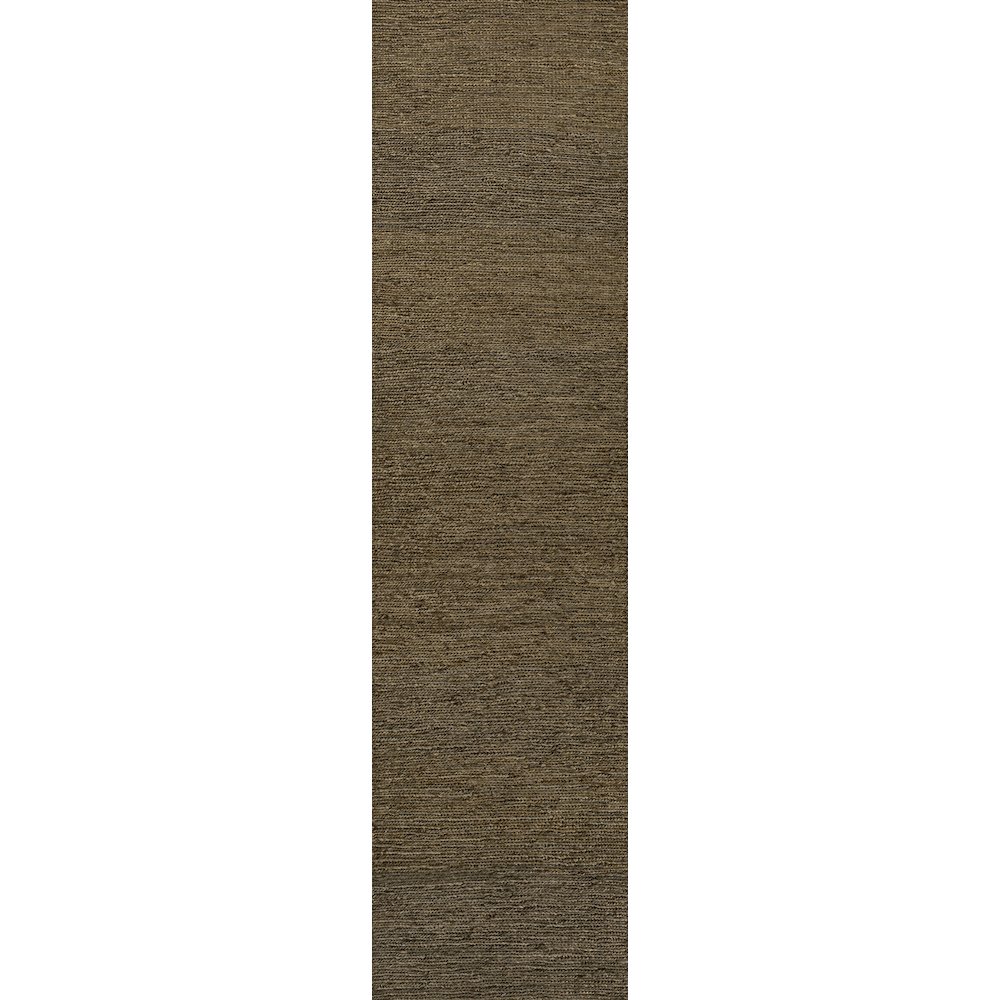 Griffin Rustic Farmhouse Woven Jute Solid Brown 2 ft. x 8 ft. Runner Rug. Picture 1