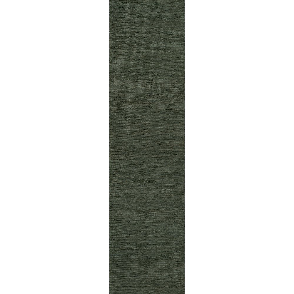 Griffin Rustic Farmhouse Woven Jute Solid Green 2 ft. x 8 ft. Runner Rug. Picture 1