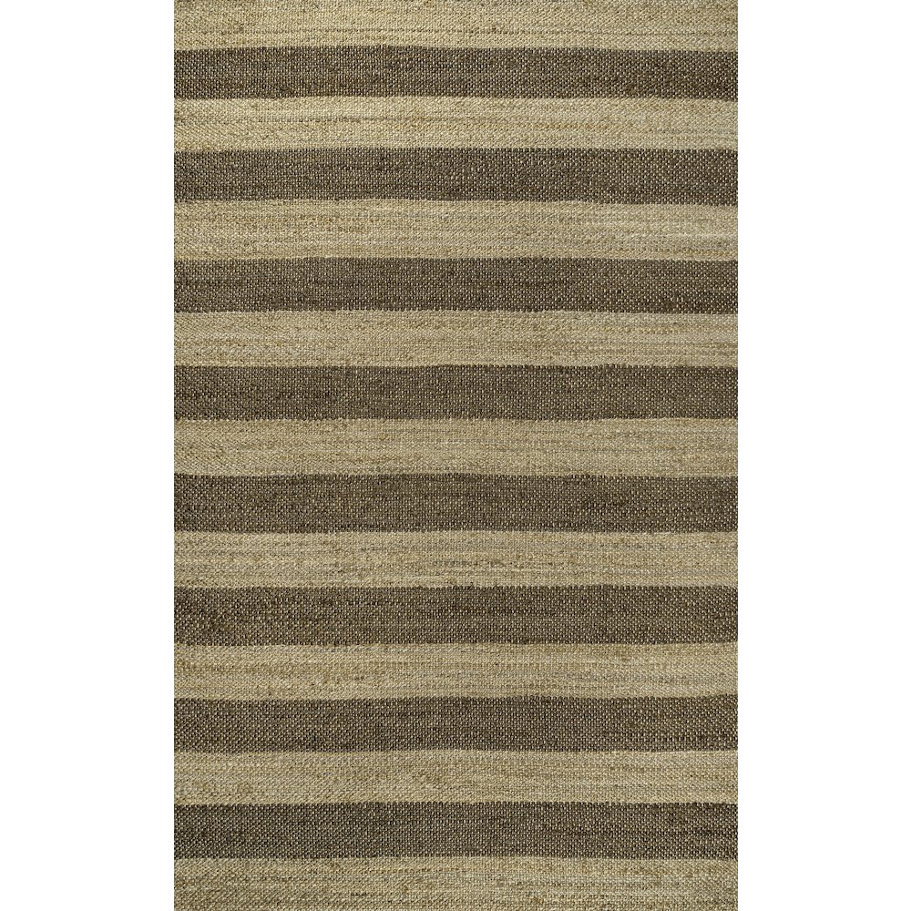 Jayden Rustic Farmhouse Woven Jute Stripe Natural/Brown 3 ft. x 5 ft. Area Rug. Picture 1