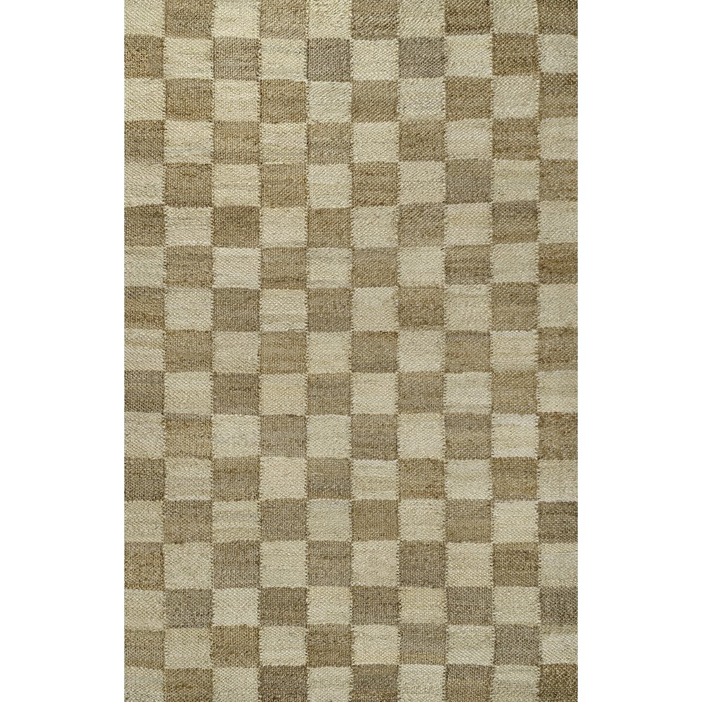 Theo Farmhouse Woven Jute Checkerboard Natural/Bleach 3 ft. x 5 ft. Area Rug. Picture 1