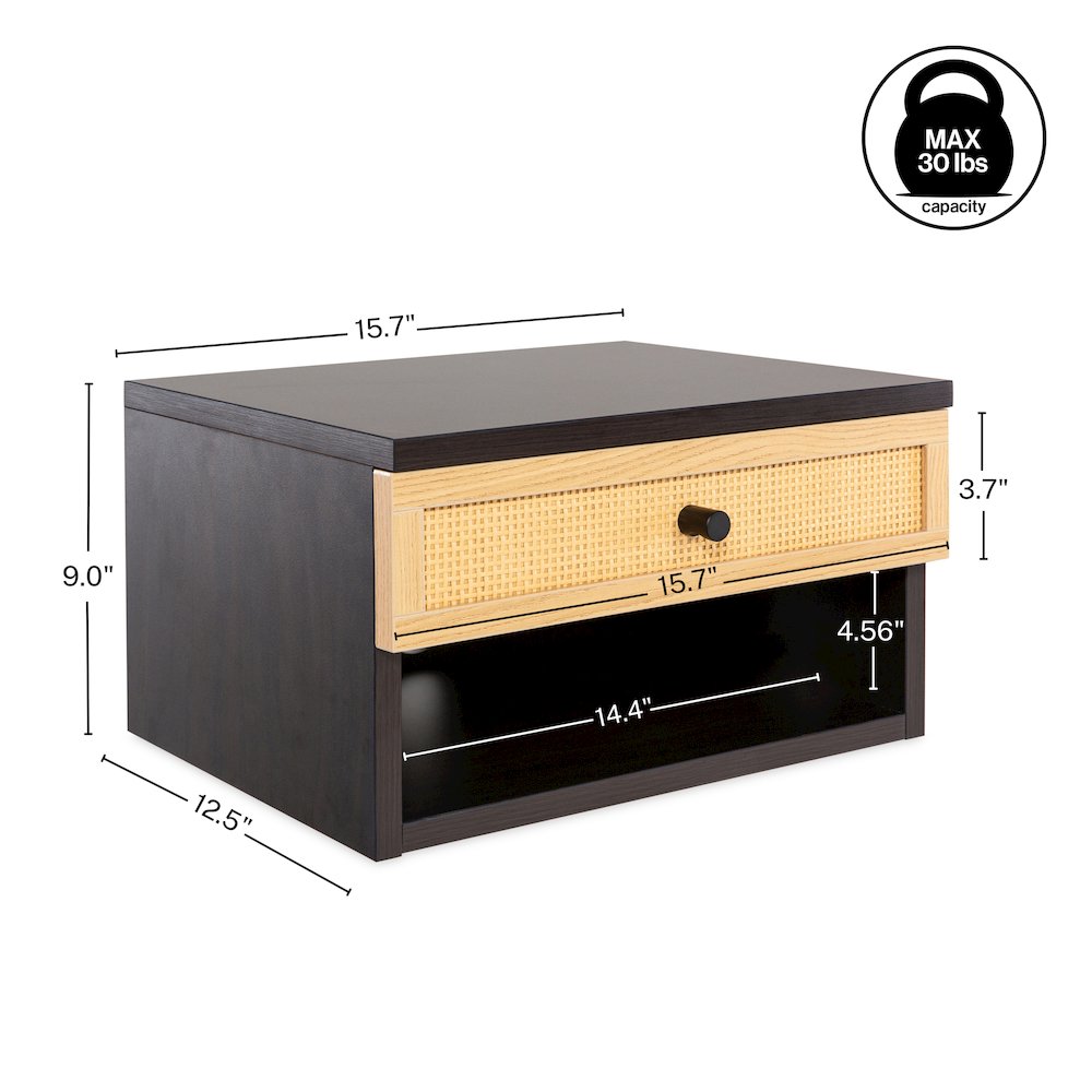 Celerie 15.7" Bohemian Wall Mounted Floating Nightstand. Picture 5