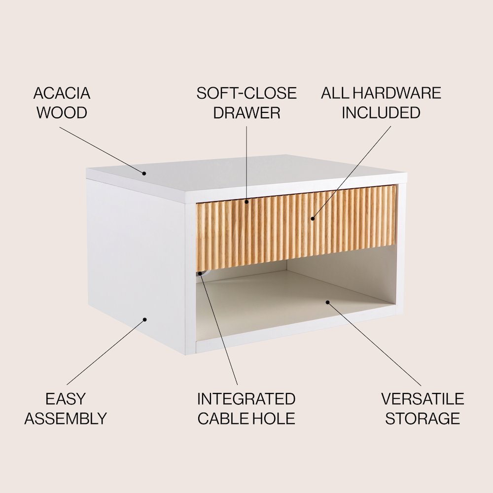 Elise 15.7" Modern Floating Wall Mounted Nightstand. Picture 1
