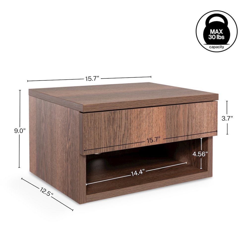 Modern Floating Wall Mounted Nightstand with Soft-Close Drawer. Picture 5