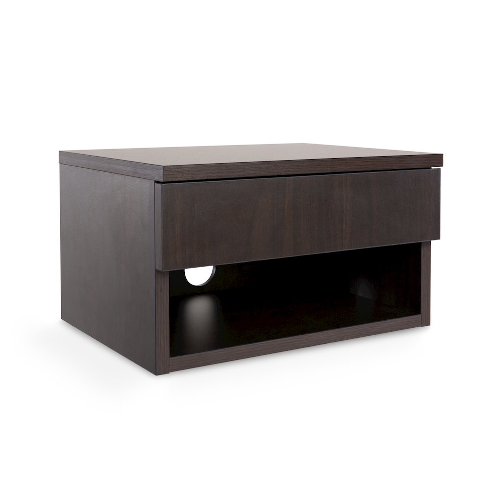 Ettore 15.7" Modern Matte Black Floating Nightstand. Picture 2