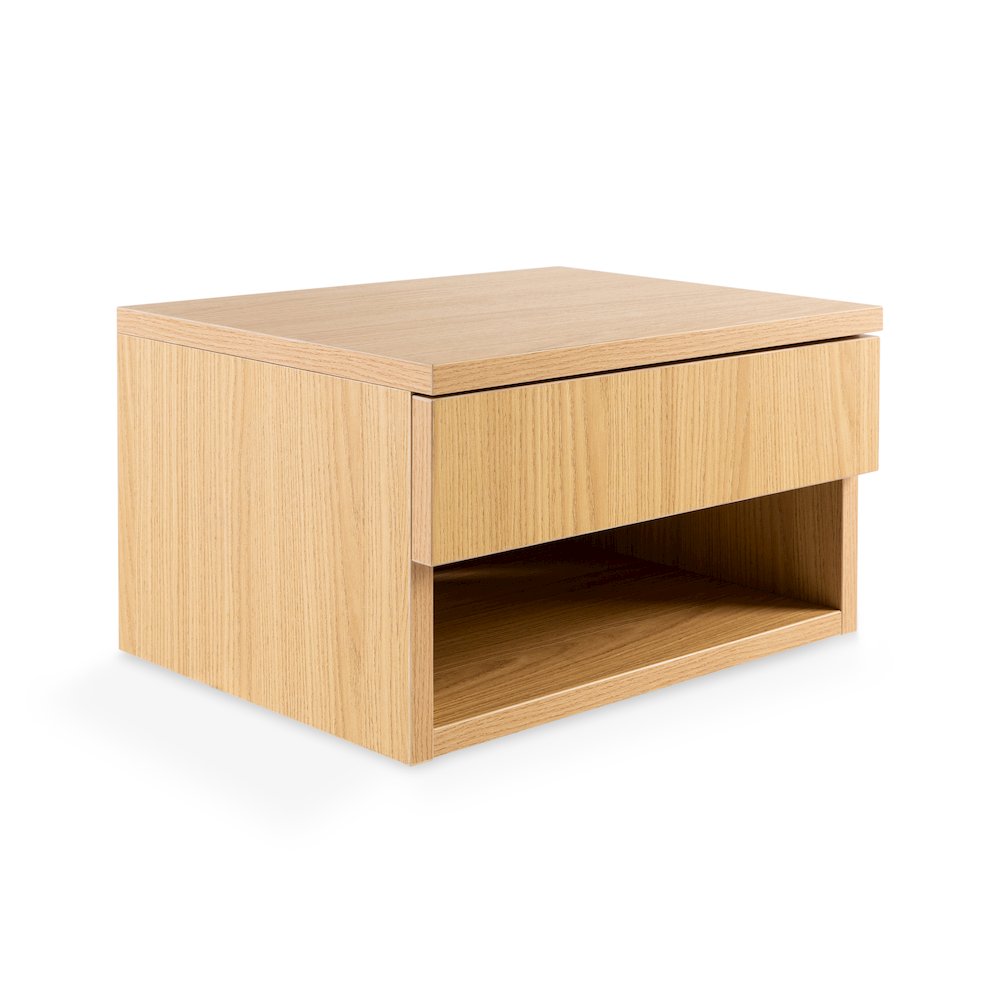 Ettore 15.7" Modern Matte Light Oak Floating Nightstand. Picture 2