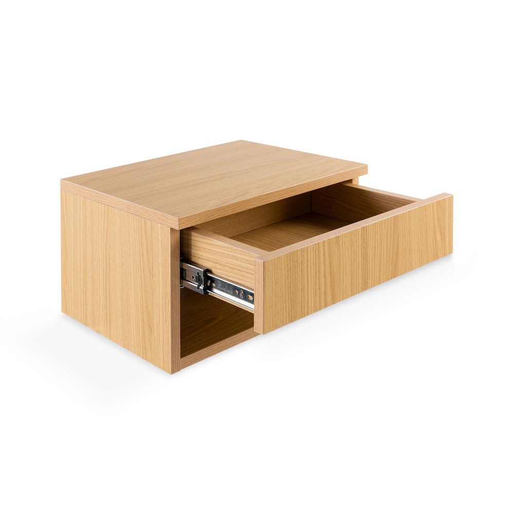 Ettore 15.7" Modern Matte Light Oak Floating Nightstand. Picture 3