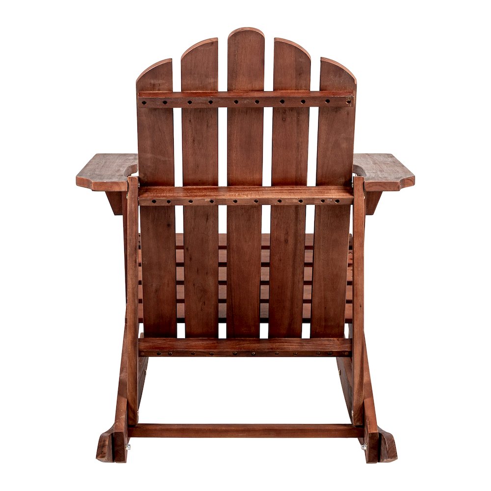 Kiawah Classic Dark Brown Acacia Wood Adirondack Rocking Chair. Picture 5