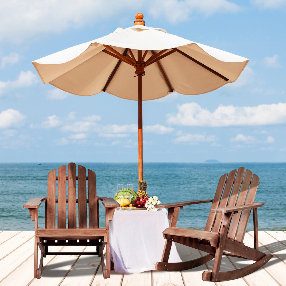 Kiawah Classic Dark Brown Acacia Wood Adirondack Rocking Chair. Picture 7