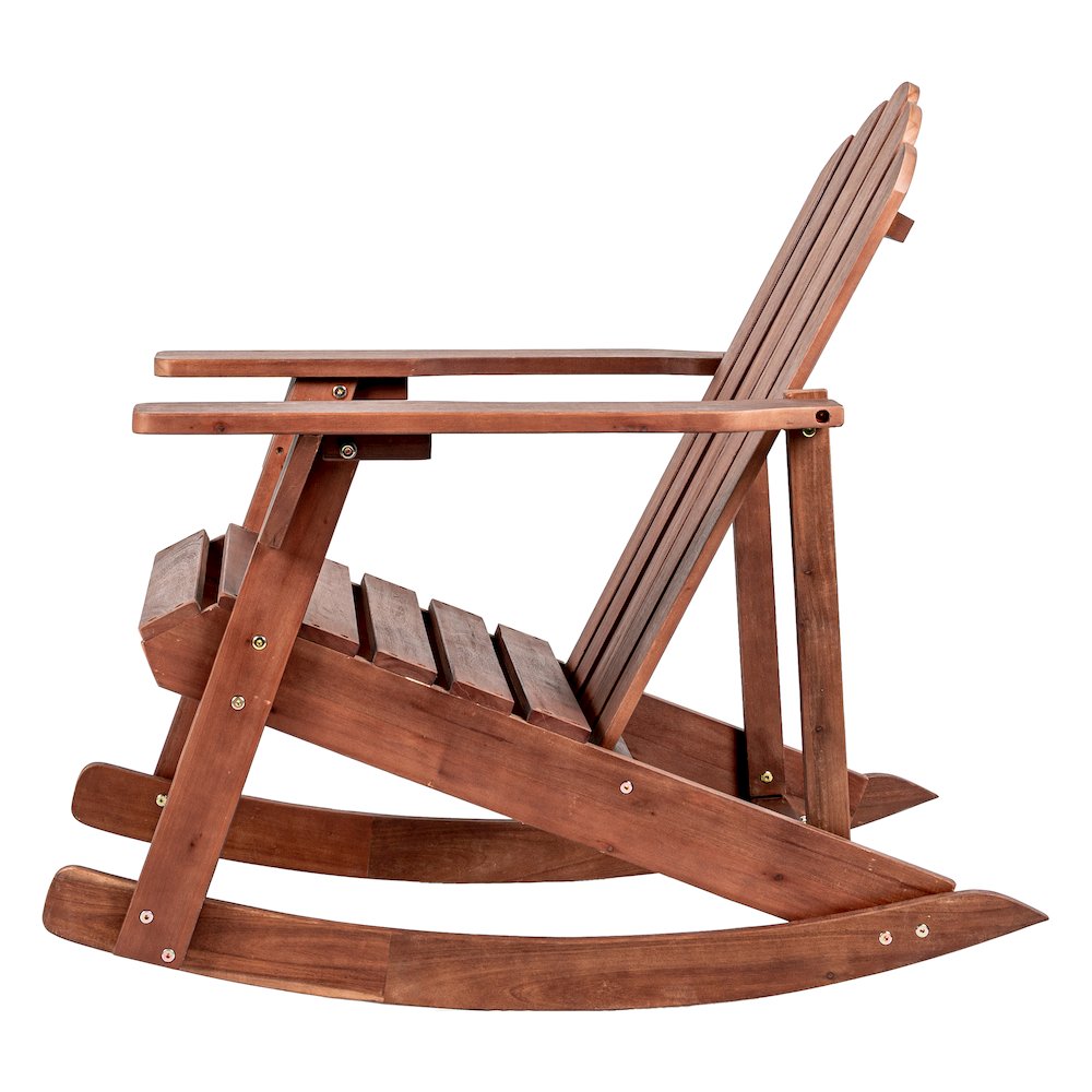 Kiawah Classic Dark Brown Acacia Wood Adirondack Rocking Chair. Picture 3