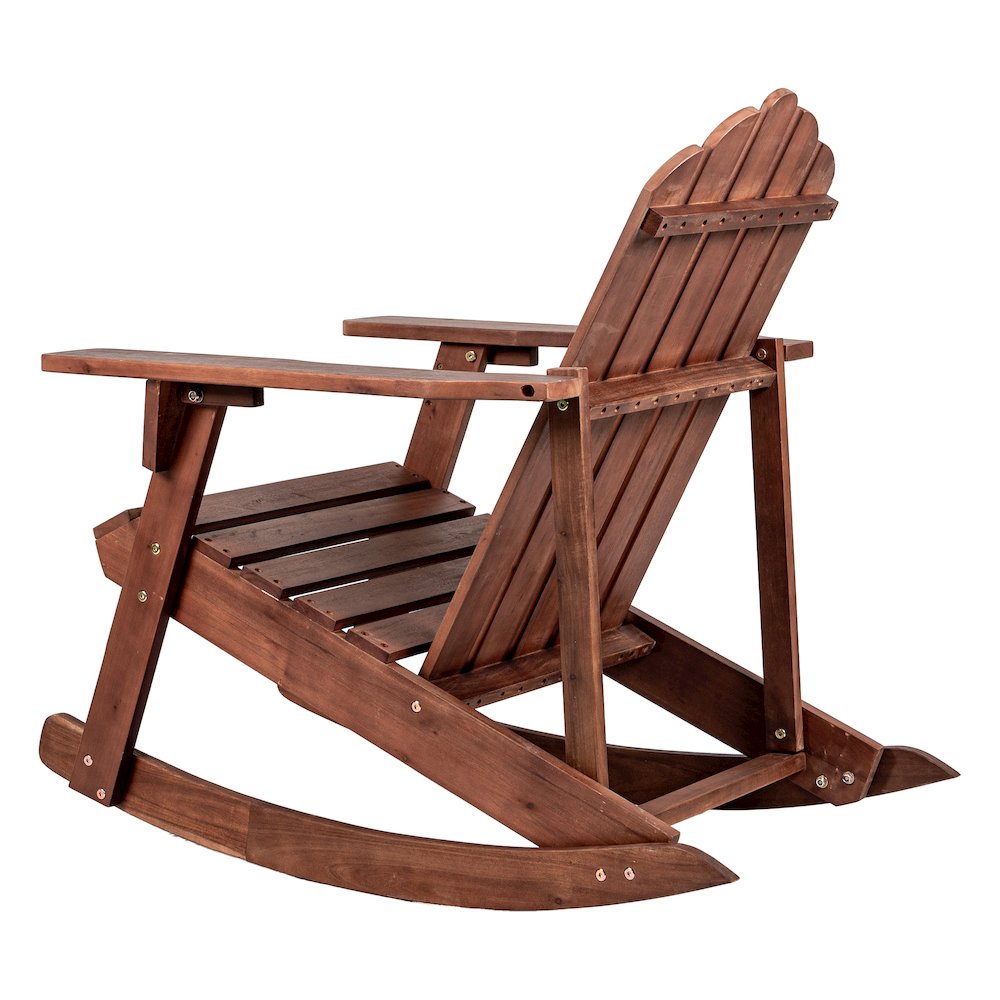 Kiawah Classic Dark Brown Acacia Wood Adirondack Rocking Chair. Picture 4