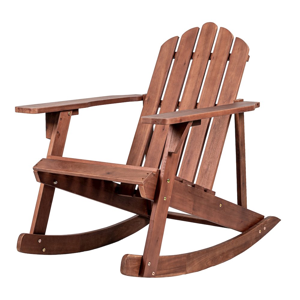 Kiawah Classic Dark Brown Acacia Wood Adirondack Rocking Chair. Picture 1