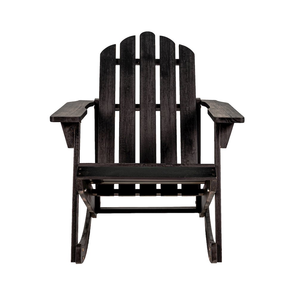 Kiawah Classic Black Acacia Wood Adirondack Rocking Chair. Picture 2