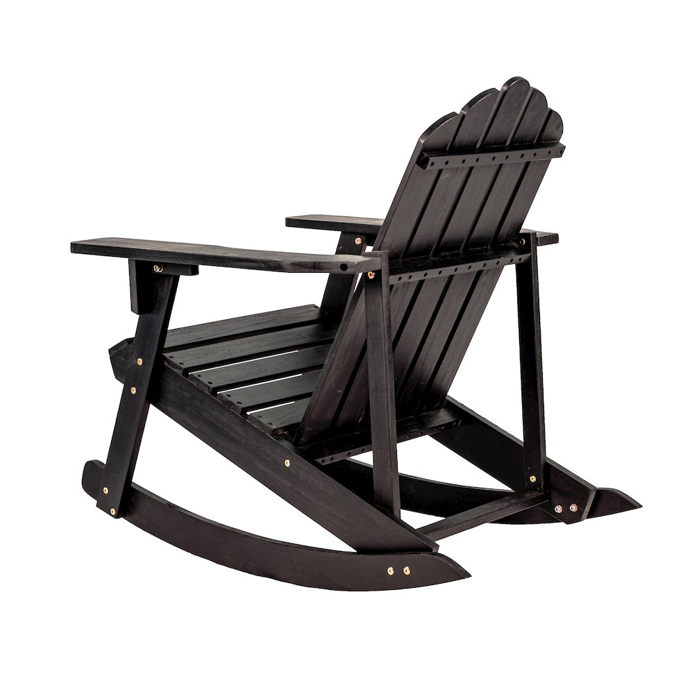 Kiawah Classic Black Acacia Wood Adirondack Rocking Chair. Picture 4
