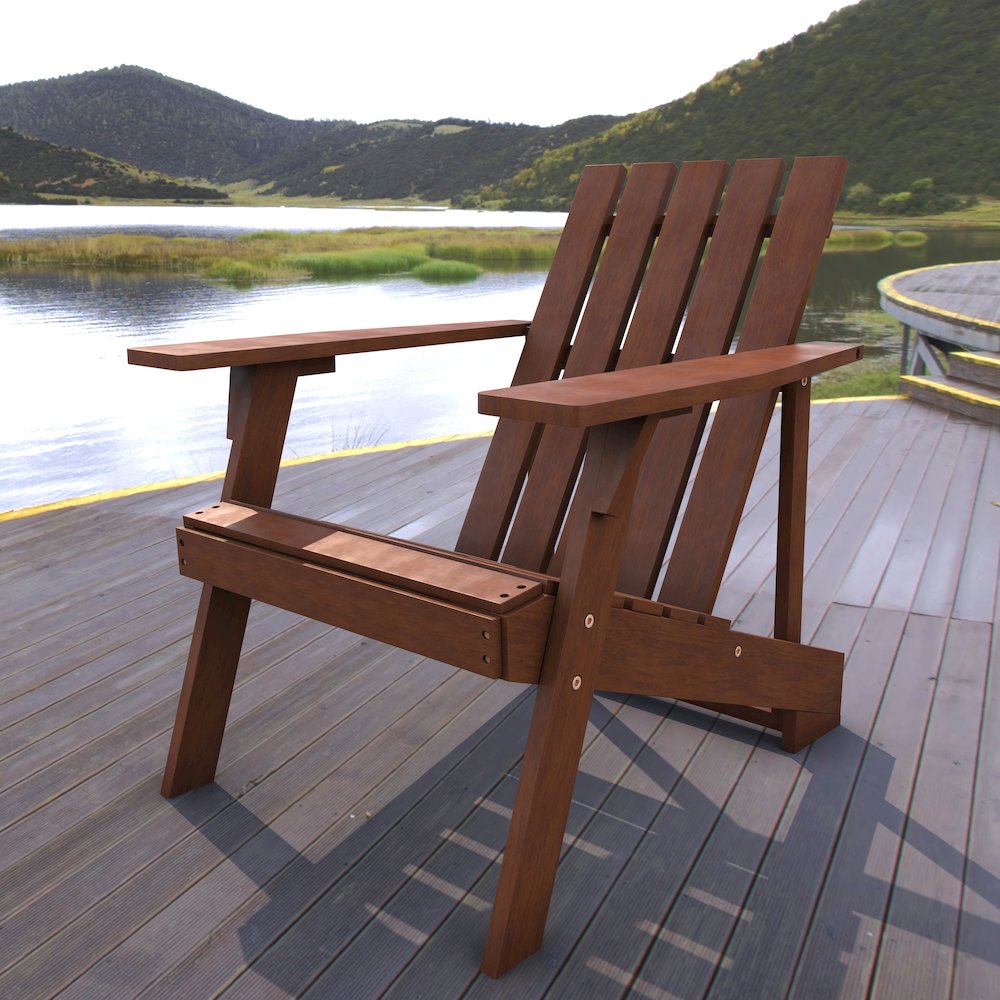 Irving Classic Solid Acacia Wood Adirondack Chair. Picture 6
