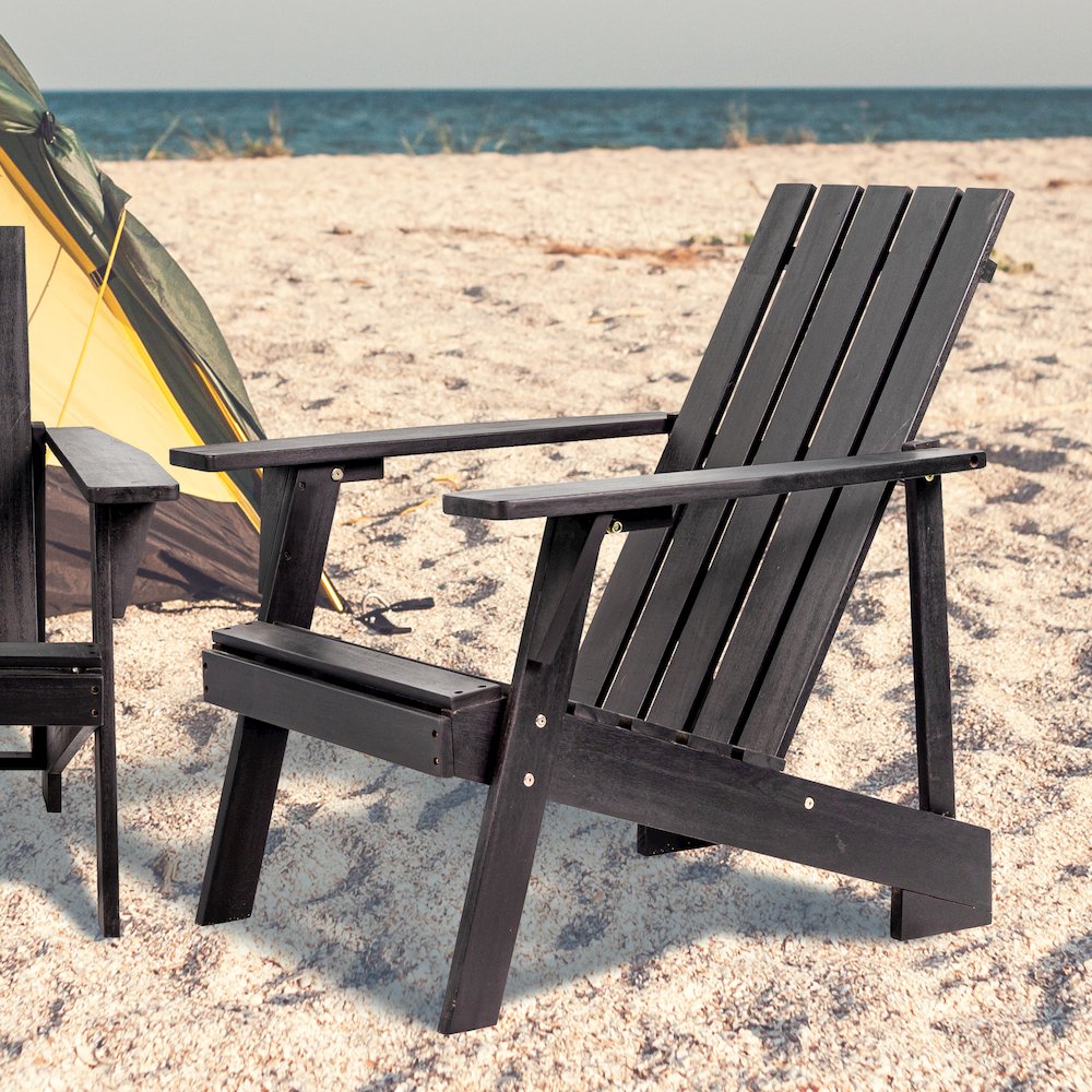 Irving Outdoor Patio Modern Acacia Wood Adirondack Chair. Picture 8