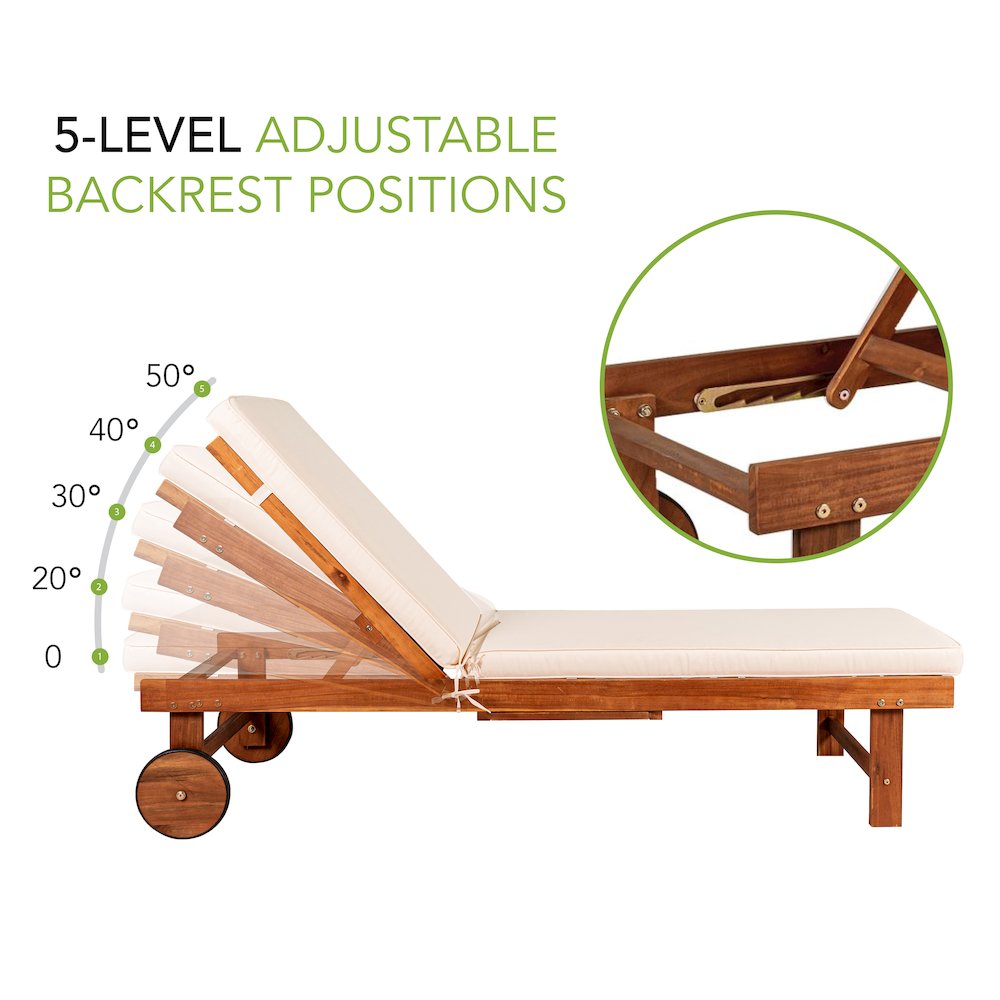 Seabrook Outdoor Acacia Wood Lounger. Picture 10