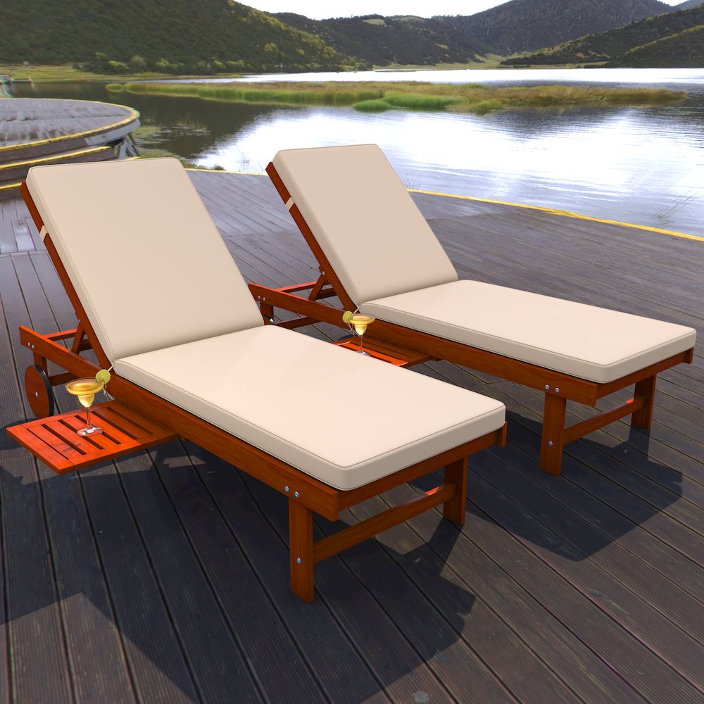 Seabrook Outdoor Acacia Wood Lounger. Picture 11