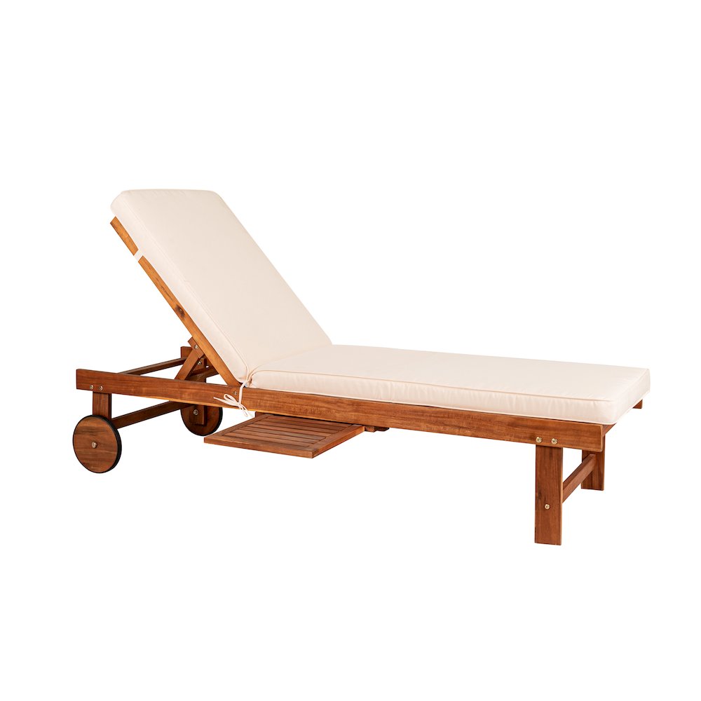 Seabrook Outdoor Acacia Wood Lounger. Picture 1