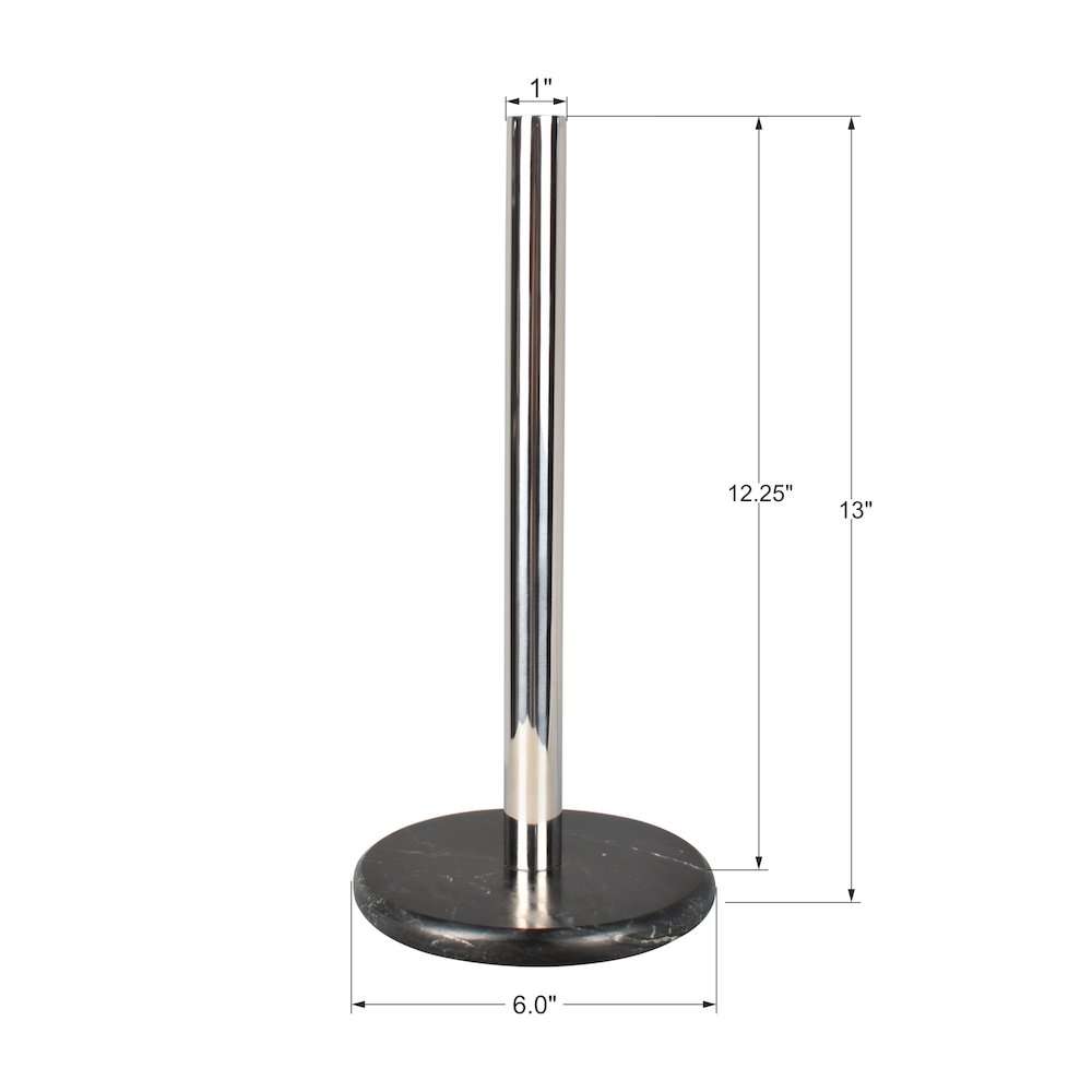 Avery Metal with Non Slip Weighted Marble Base Paper Towel Holder, Black/Chrome. Picture 3