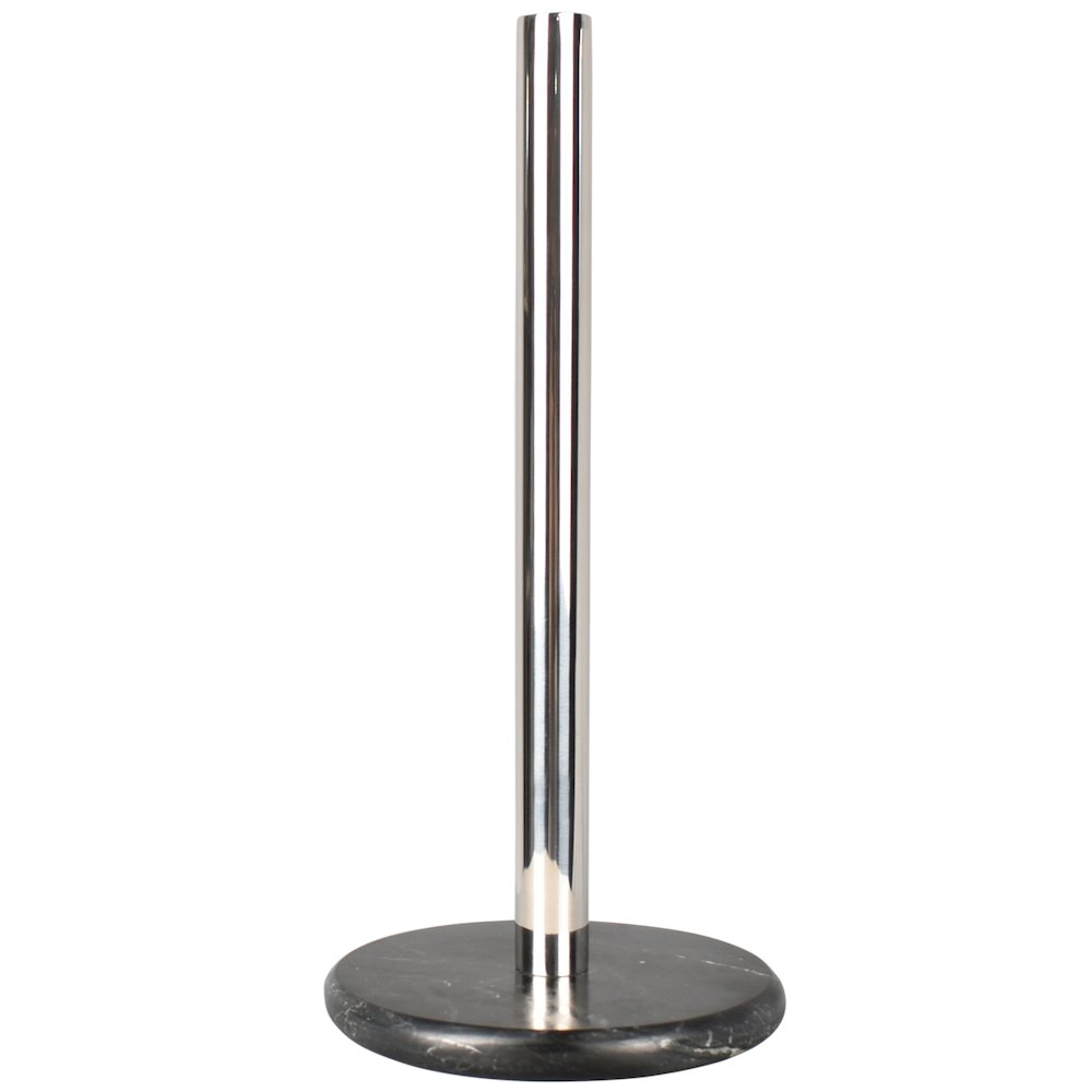Avery Metal with Non Slip Weighted Marble Base Paper Towel Holder, Black/Chrome. Picture 1