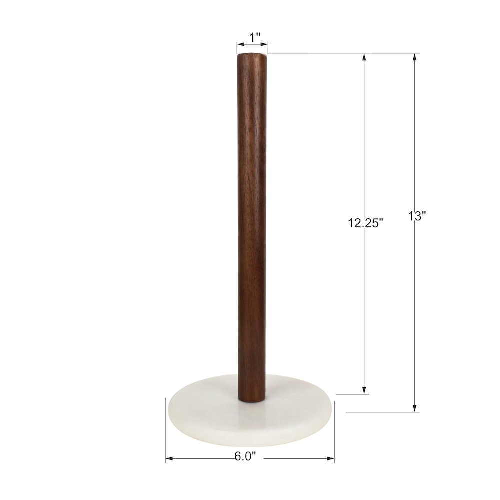 Avery Wood with Non Slip Weighted Marble Base Paper Towel Holder, White/Natural. Picture 4