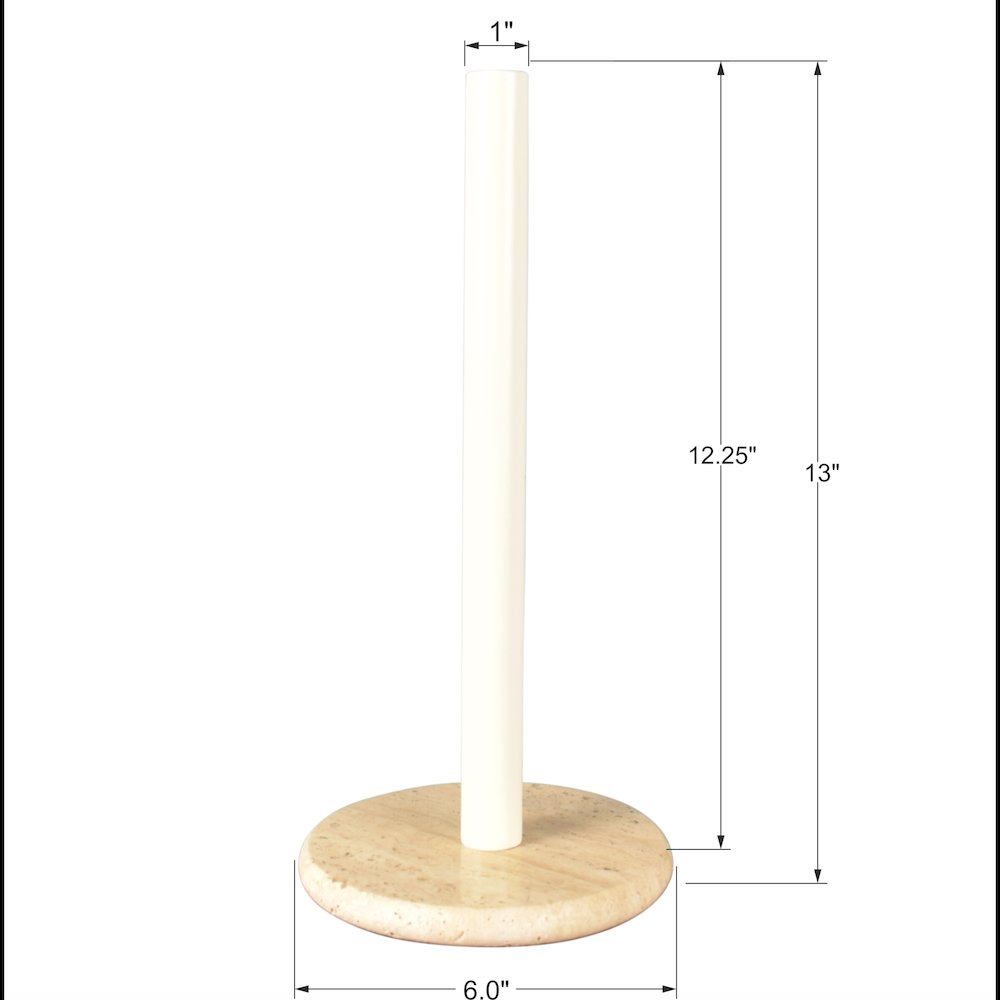 Avery Metal with Non Slip Weighted Marble Base Paper Towel Holder, Beige/White. Picture 4