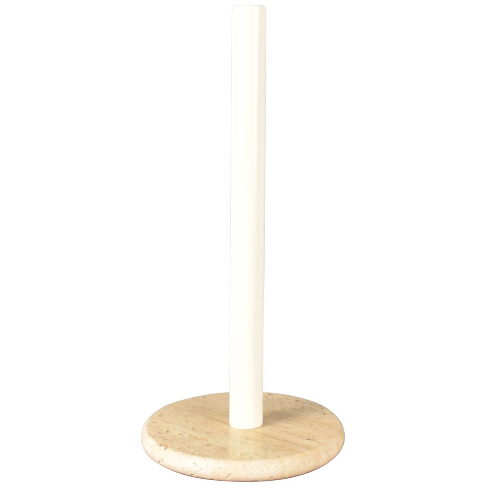 Avery Metal with Non Slip Weighted Marble Base Paper Towel Holder, Beige/White. Picture 1