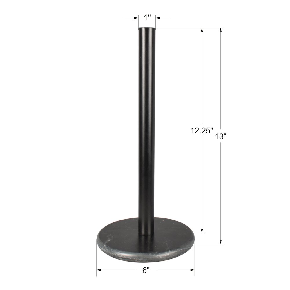 Avery Modern Metal with Non Slip Weighted Wood Base Paper Towel Holder, Black. Picture 4