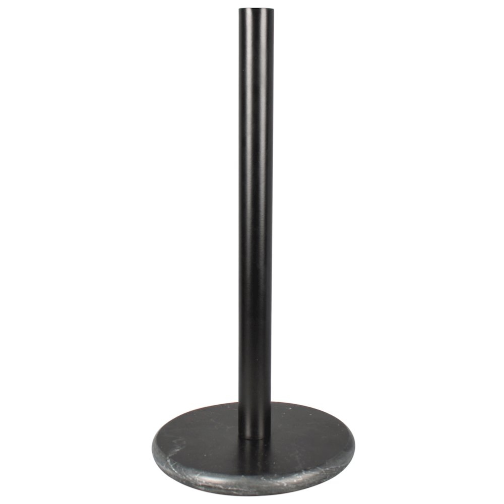 Avery Modern Metal with Non Slip Weighted Wood Base Paper Towel Holder, Black. Picture 1