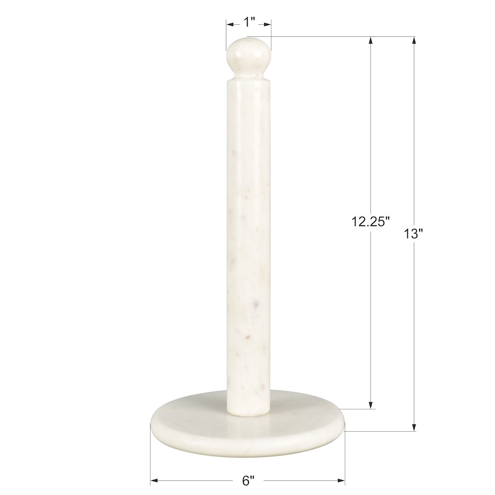 Margot Vintage Marble with Non Slip Weighted Base Paper Towel Holder, White. Picture 4