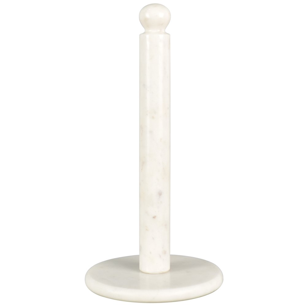 Margot Vintage Marble with Non Slip Weighted Base Paper Towel Holder, White. Picture 1