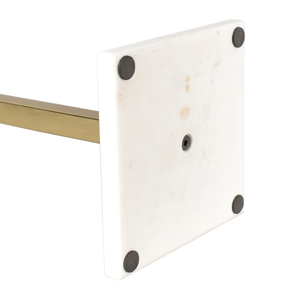 Jules Glam Square Metal Weighted Marble Base Paper Towel Holder, Gold/White. Picture 2