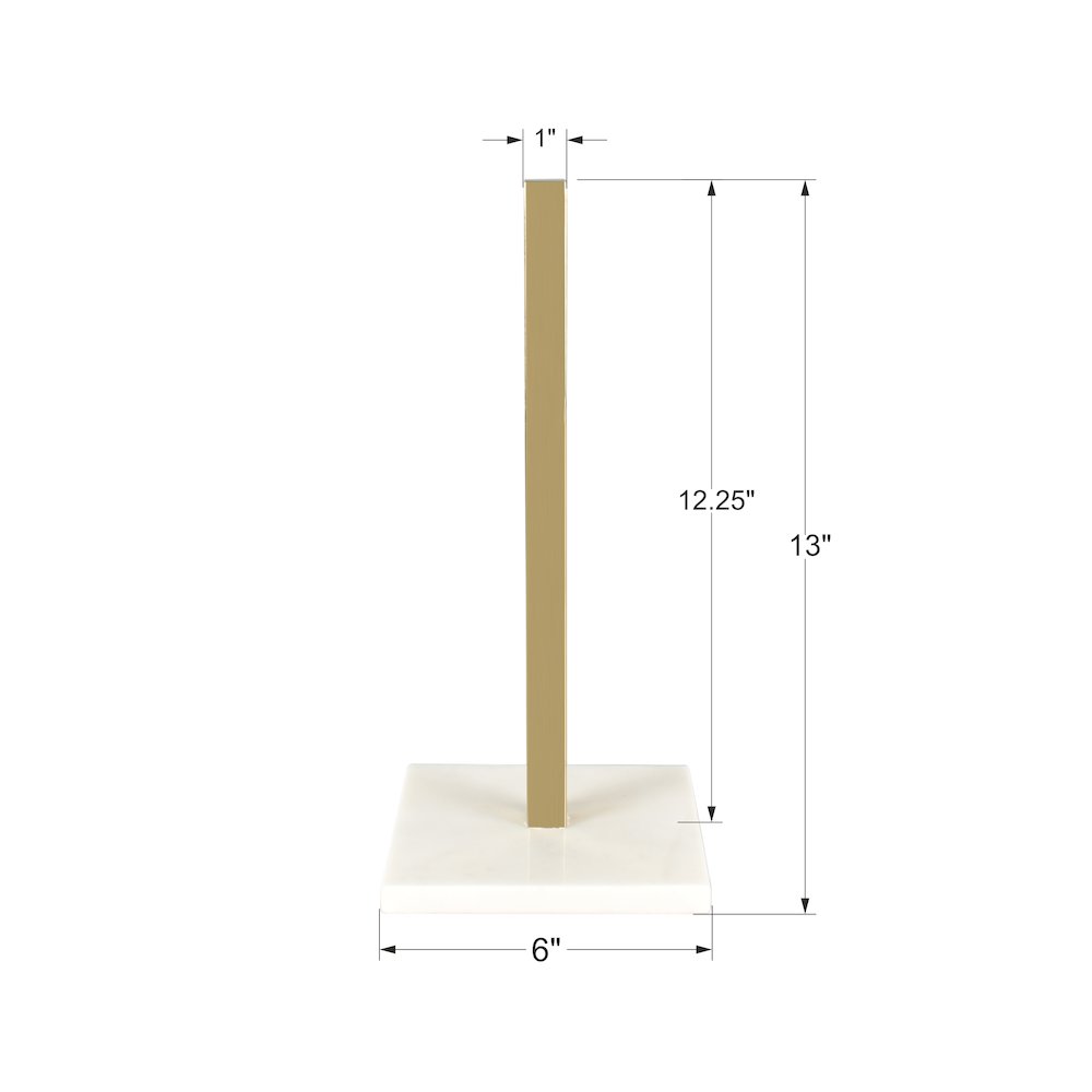 Jules Glam Square Metal Weighted Marble Base Paper Towel Holder, Gold/White. Picture 4