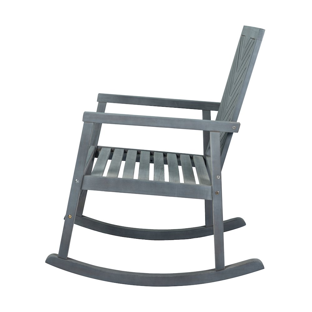 Ned Farmhouse Chevron Solid Acacia Wood Outdoor Rocking Chair. Picture 3