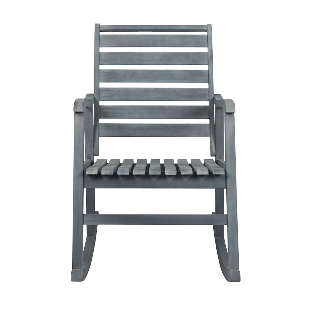 Carey Modern Slat Back Acacia Wood Patio Outdoor Rocking Chair. Picture 2