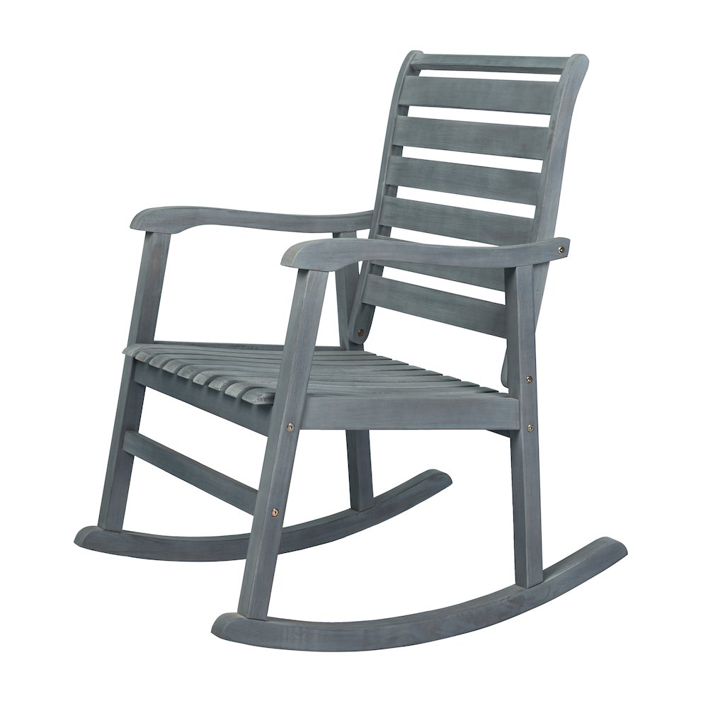 Carey Modern Slat Back Acacia Wood Patio Outdoor Rocking Chair. Picture 1