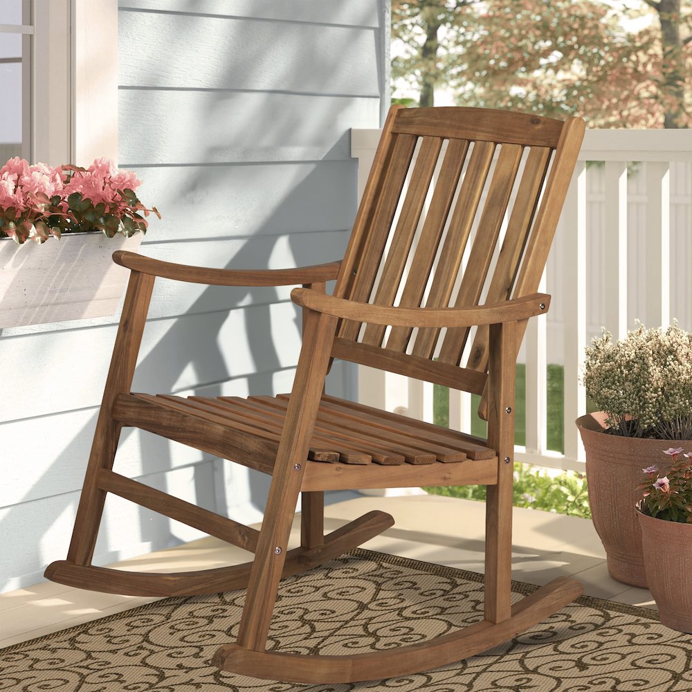 Penny Classic Solid Acacia Wood Outdoor Rocking Chair. Picture 6