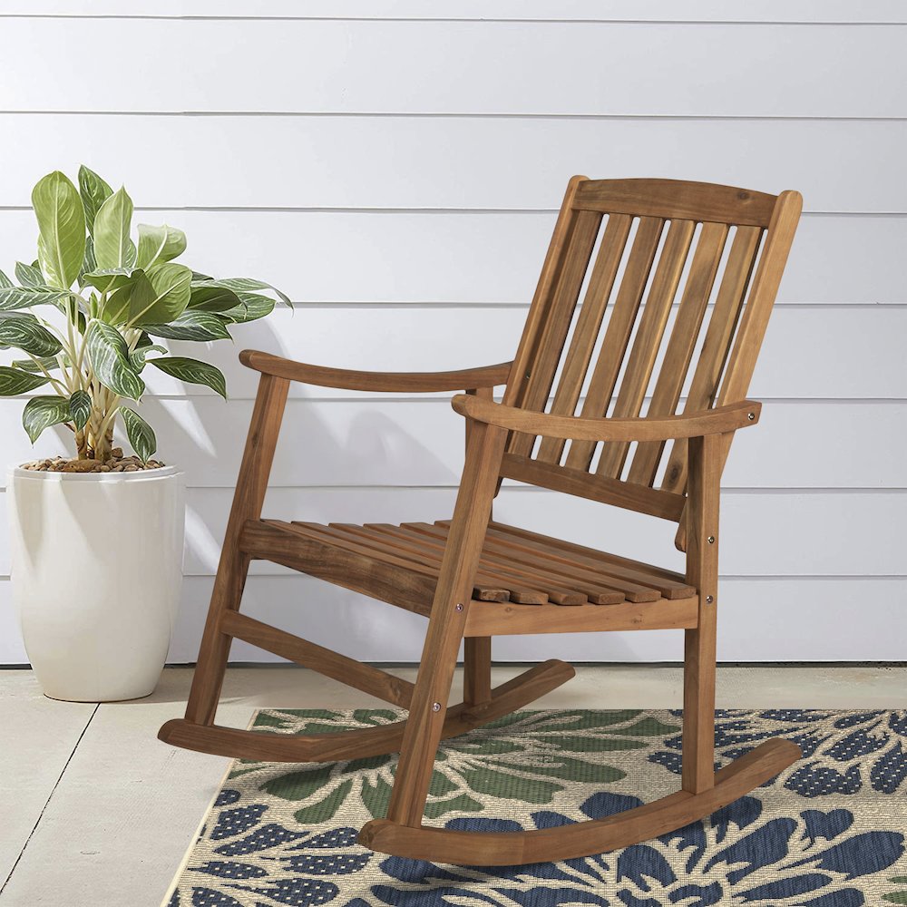 Penny Classic Solid Acacia Wood Outdoor Rocking Chair. Picture 7