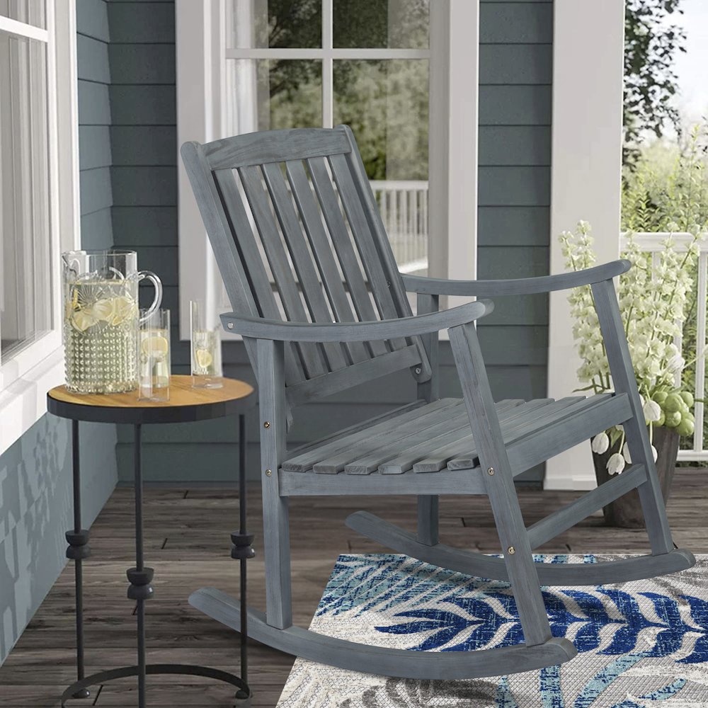 Penny Classic Solid Acacia Wood Outdoor Rocking Chair. Picture 5