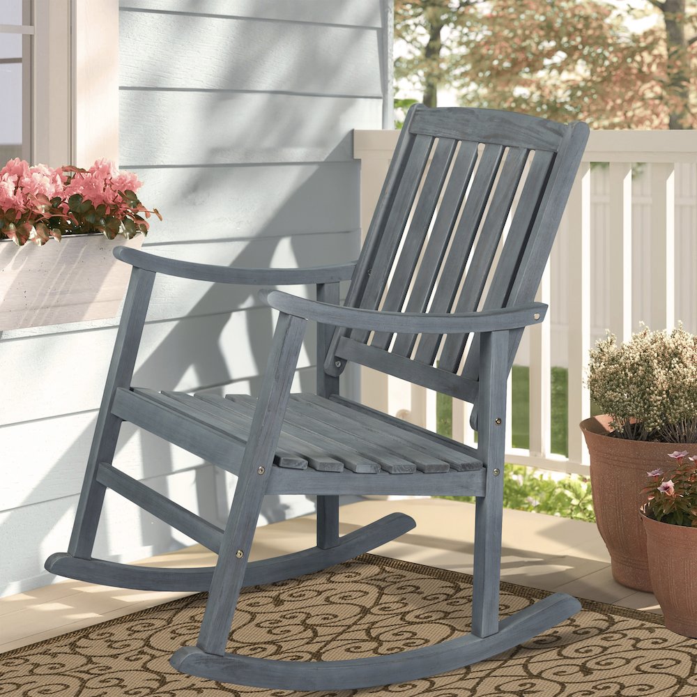 Penny Classic Solid Acacia Wood Outdoor Rocking Chair. Picture 6