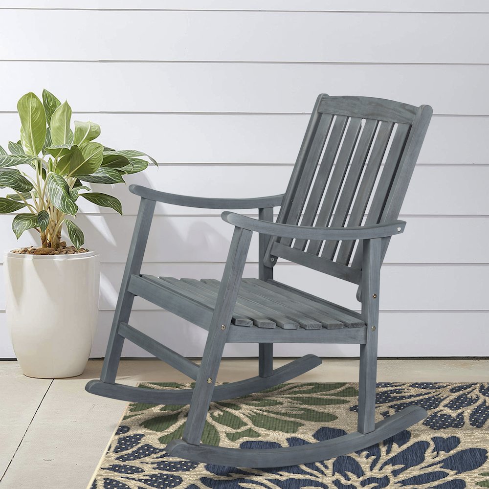 Penny Classic Solid Acacia Wood Outdoor Rocking Chair. Picture 7