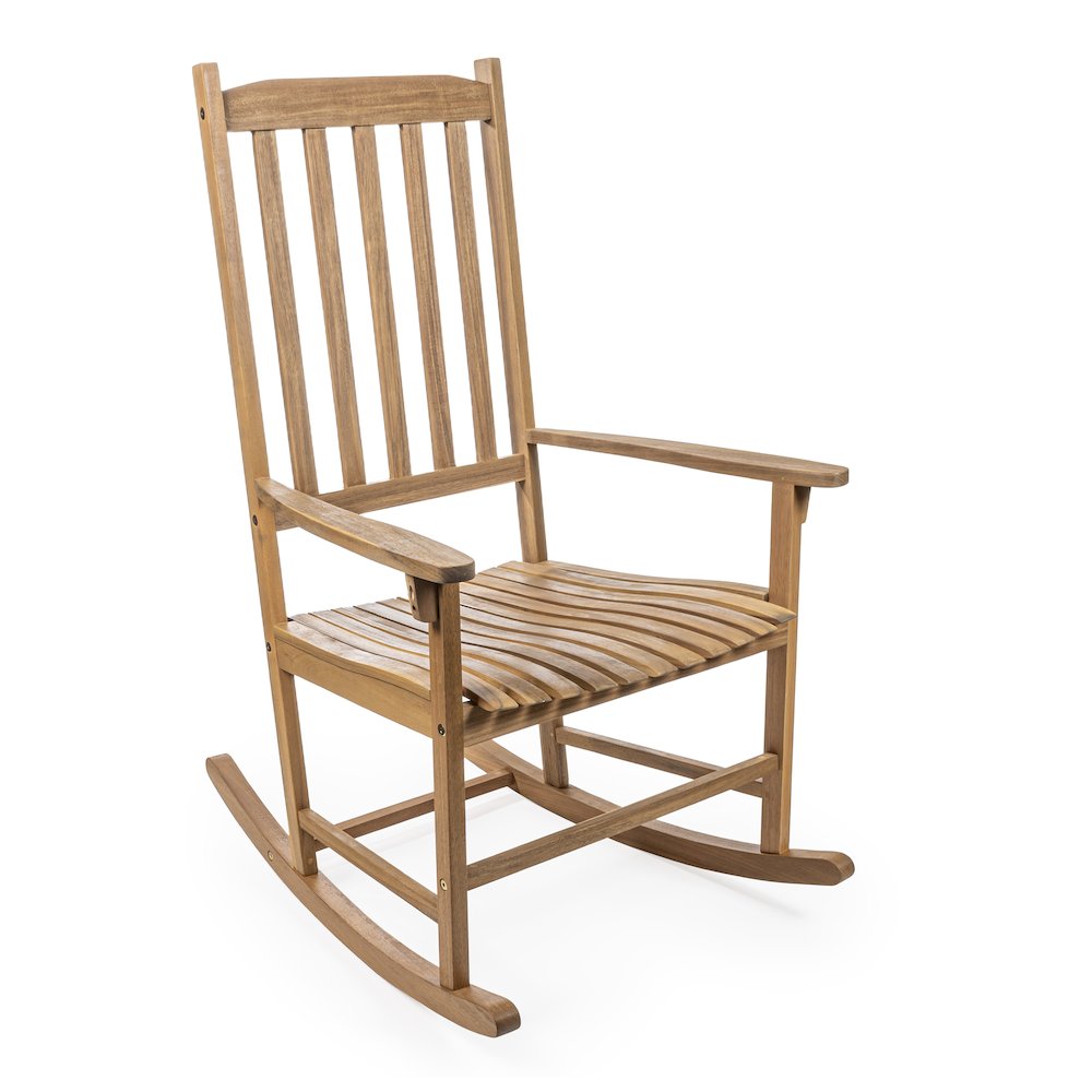 Seagrove Classic Solid Acacia Wood Outdoor Rocking Chair in Teak Brown. Picture 1