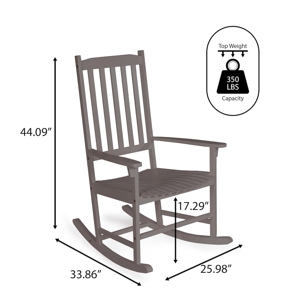 Slat-Back 350-Lbs Support Acacia Wood Outdoor Rocking Chair. Picture 3