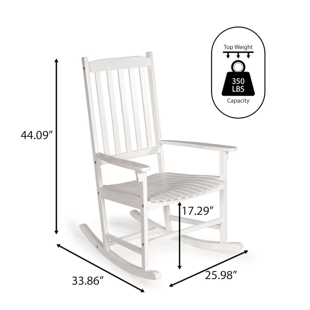 Seagrove Classic Solid Acacia Wood Outdoor Rocking Chair in White. Picture 3