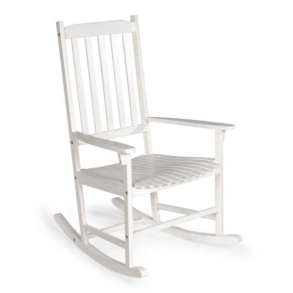 Seagrove Classic Solid Acacia Wood Outdoor Rocking Chair in White. Picture 1