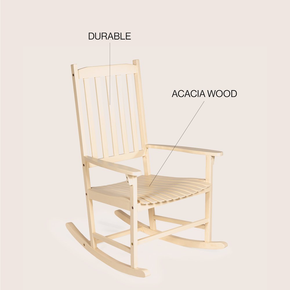 Seagrove Classic Solid Acacia Wood Outdoor Rocking Chair in Almond. Picture 4